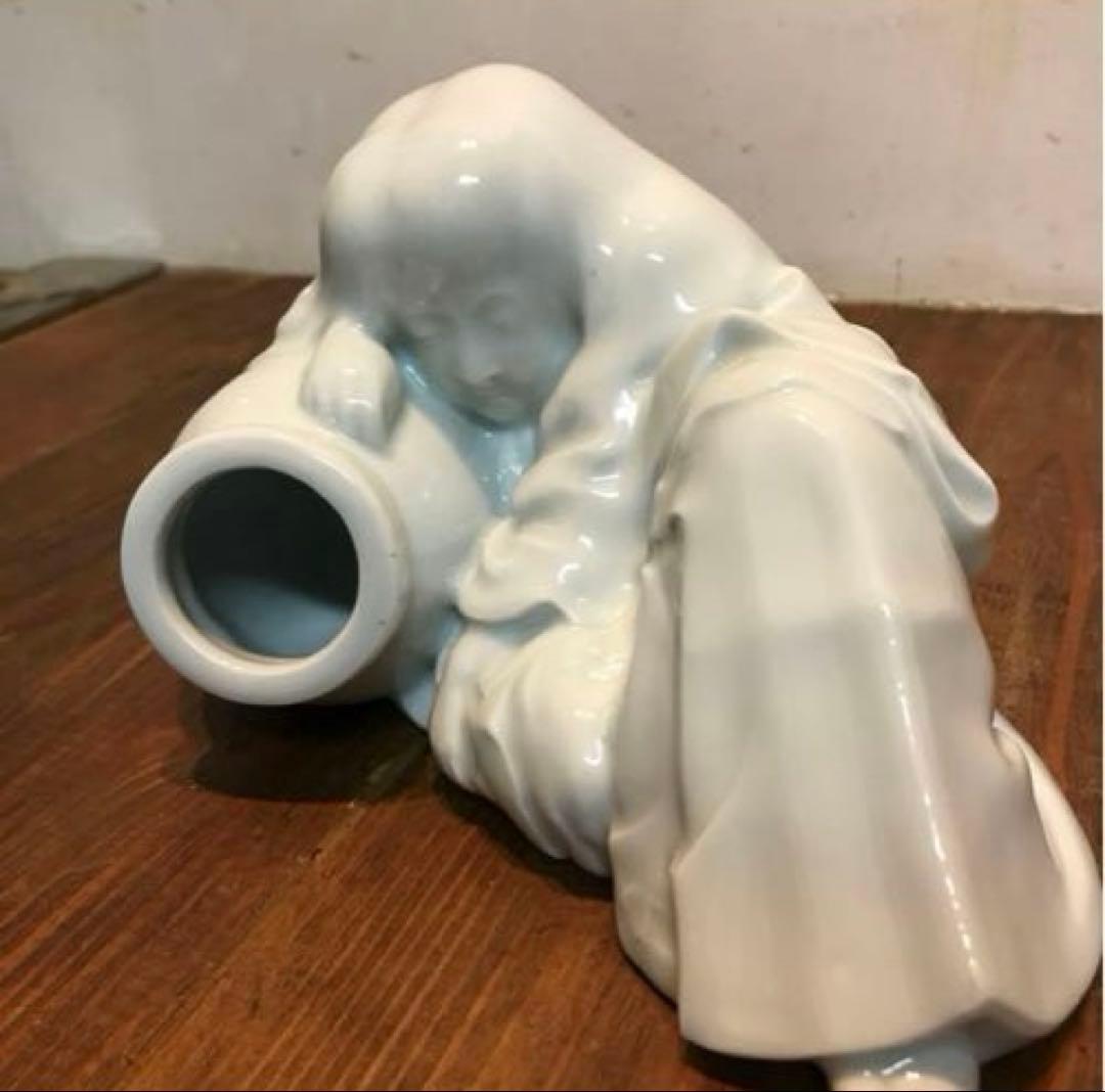 美品　陶器　慈山伯　猩々　白磁　置物　オブジェ　当時物　丁寧な作り