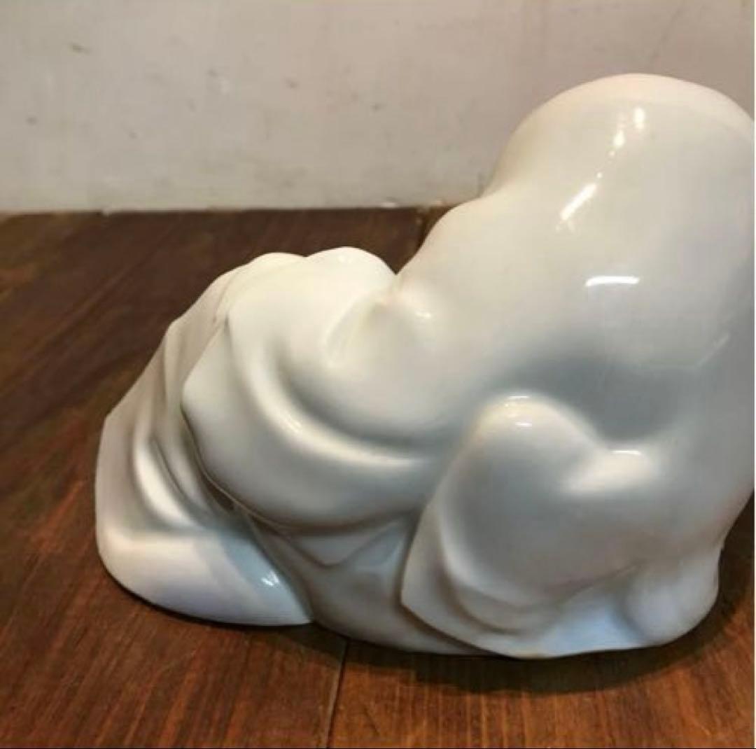 美品　陶器　慈山伯　猩々　白磁　置物　オブジェ　当時物　丁寧な作り