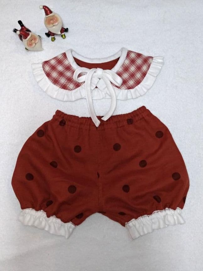 【送料無料】X'mas　ふりふりつけ襟スタイ&カボチャパンツ