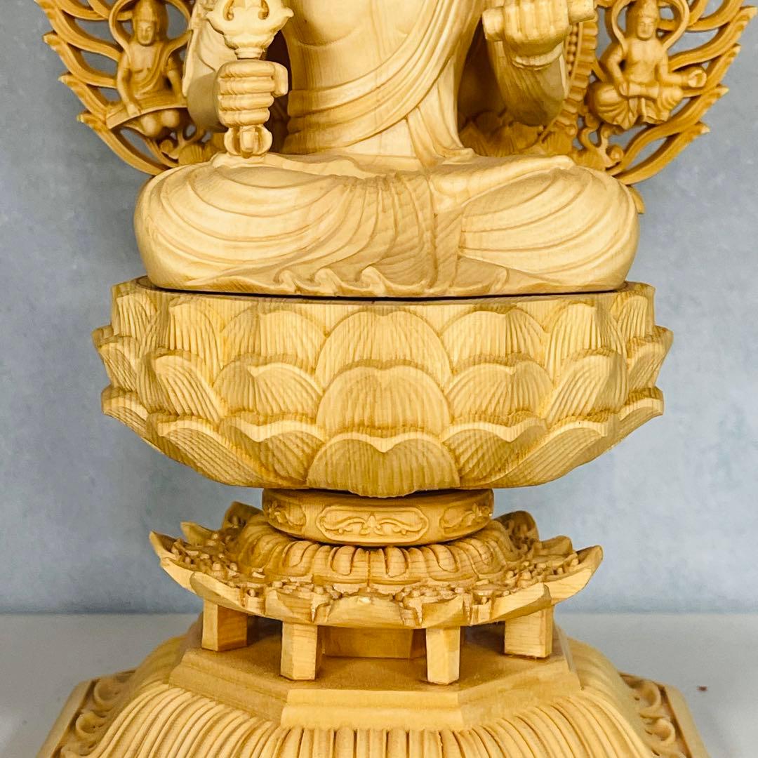 桧木文殊菩萨様 彫物 仏教工芸品NO.092229