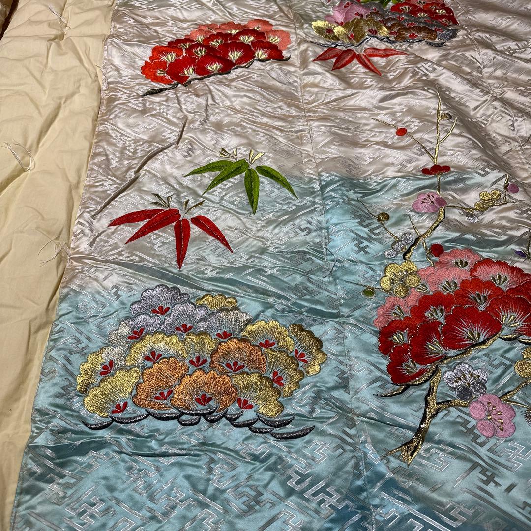 婚礼掛け布団　刺繍　レトロ