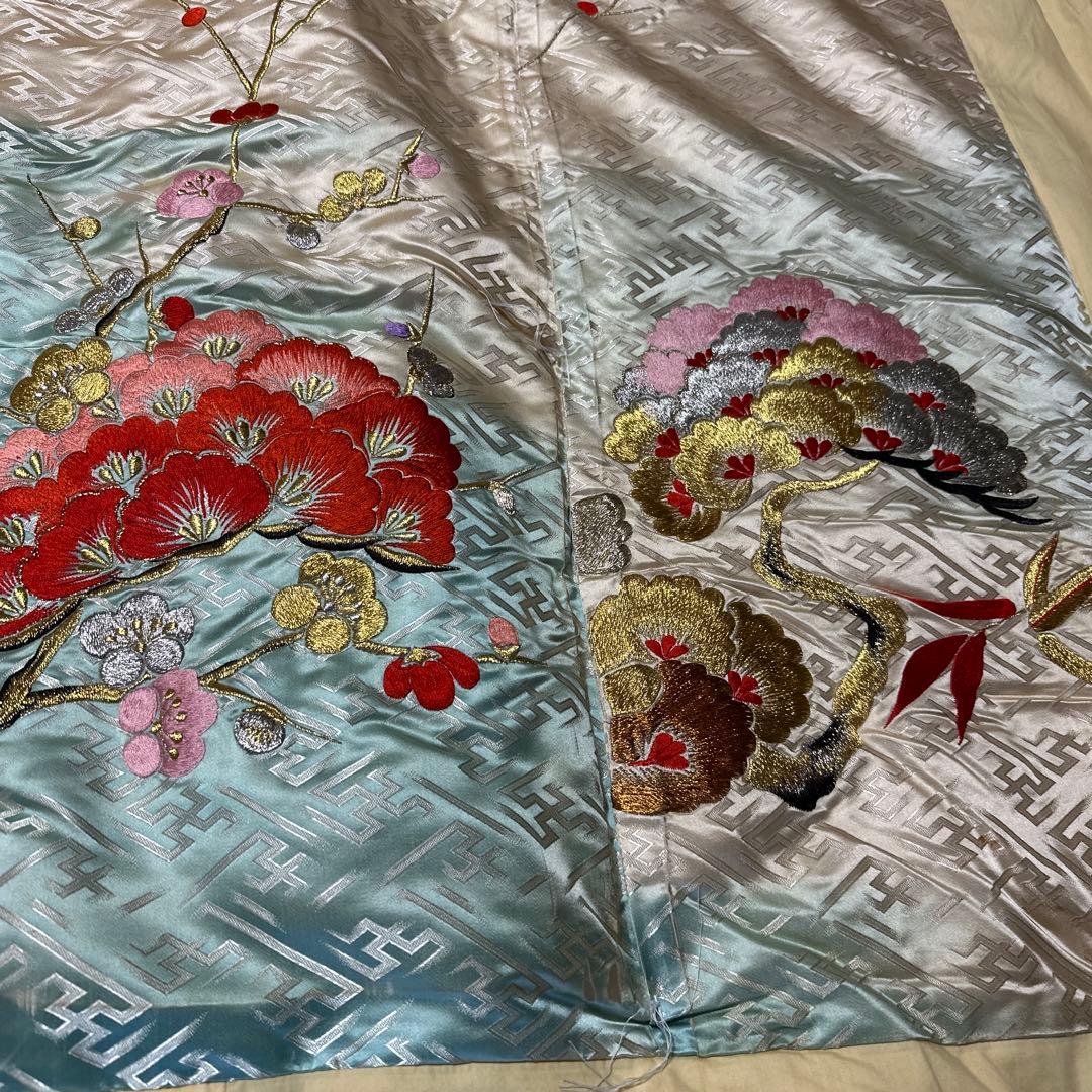 婚礼掛け布団　刺繍　レトロ