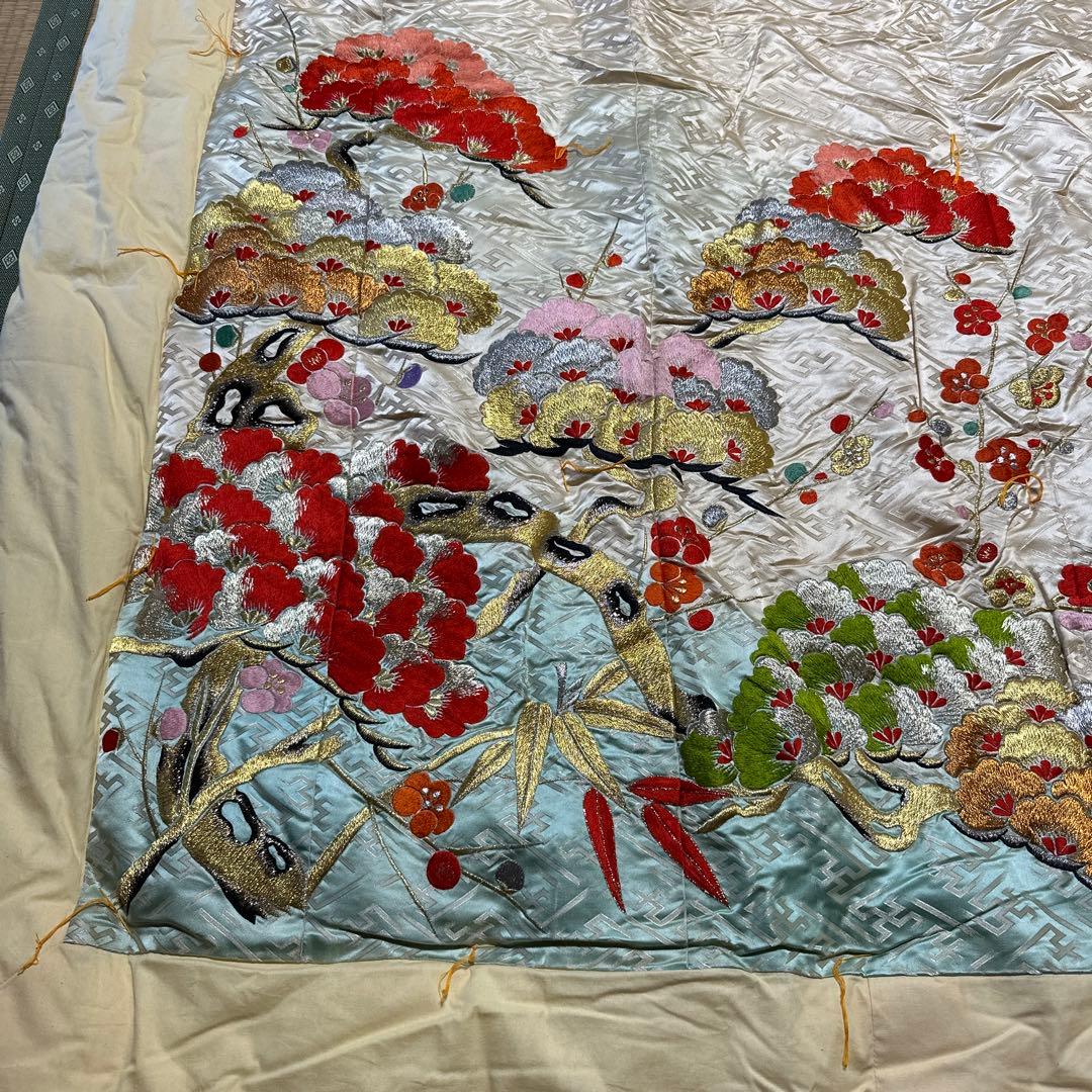 婚礼掛け布団　刺繍　レトロ