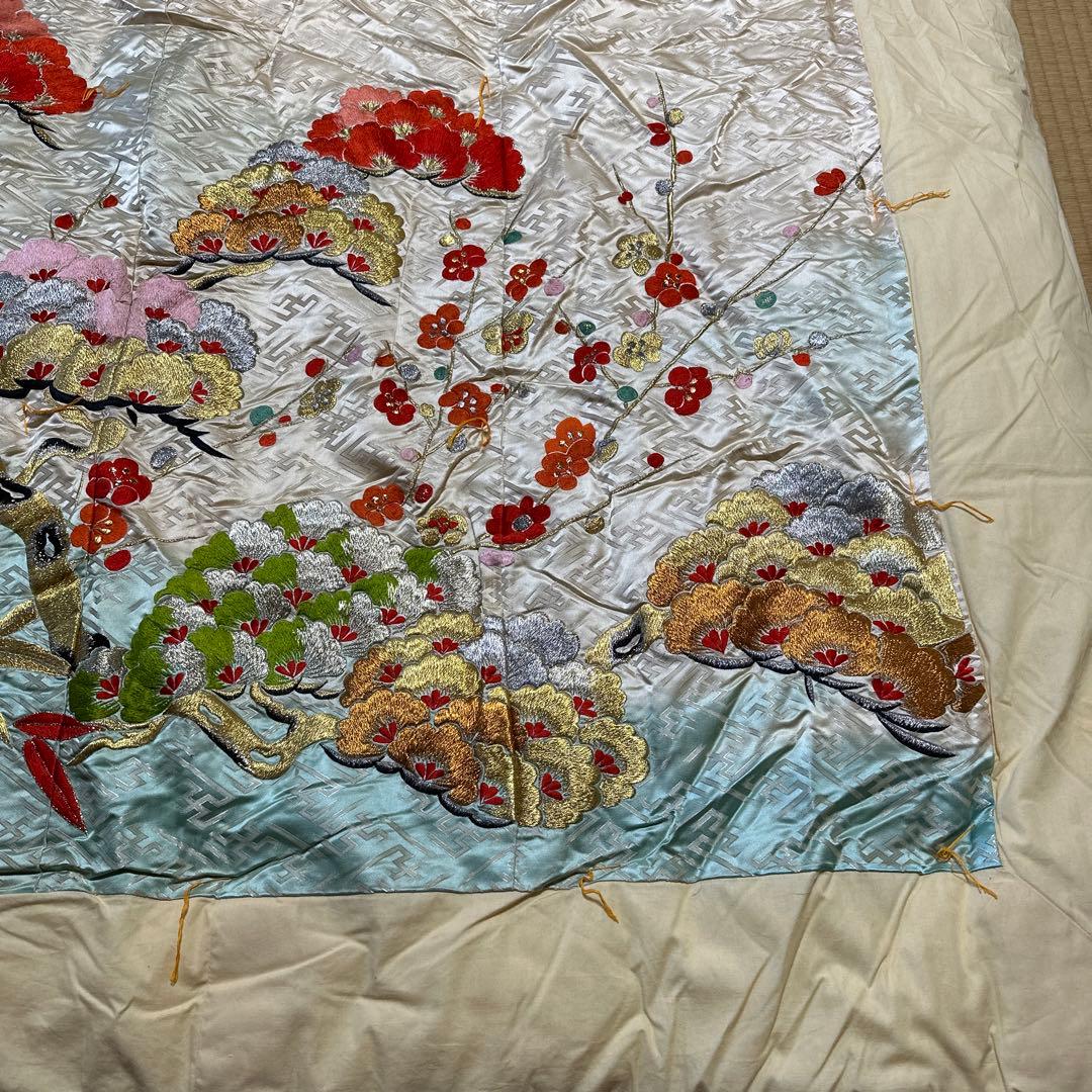 婚礼掛け布団　刺繍　レトロ