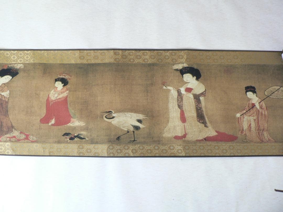 仕女図 人物画 巻軸 280×38センチ・送料込！