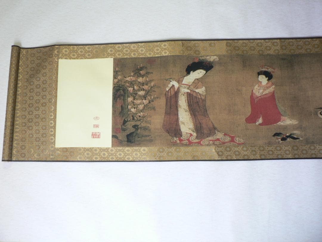 仕女図 人物画 巻軸 280×38センチ・送料込！