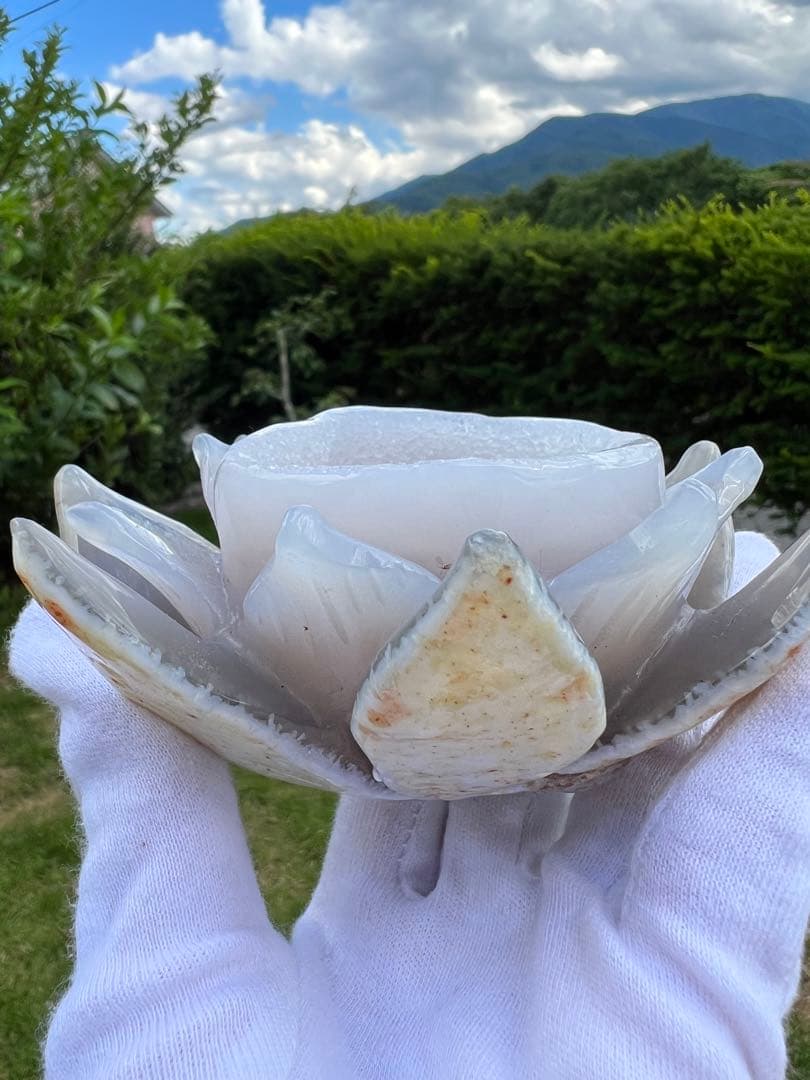 241 メノウ 蓮 ジオード ブラジル産 【一点物 】