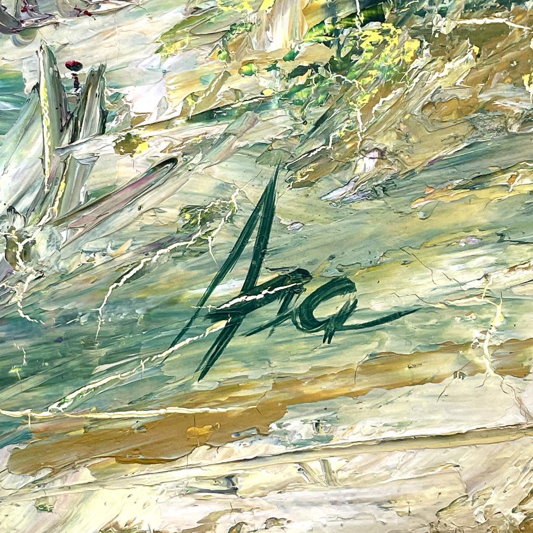 真作保証 白川アサ『ついばむ』1995 直筆サイン入り 肉筆 油絵 抽象画