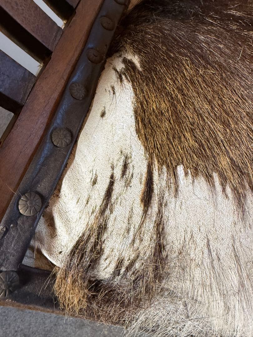 カルティニチェア スツール 毛付き座面 バリ家具 アンティーク 現状品