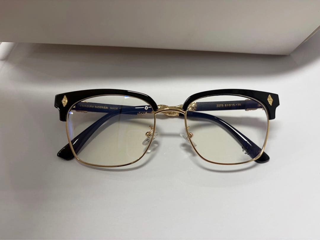 装飾ゴールド伊達メガネ 「クロムハーツ好き必見‼︎」メガネ サングラス