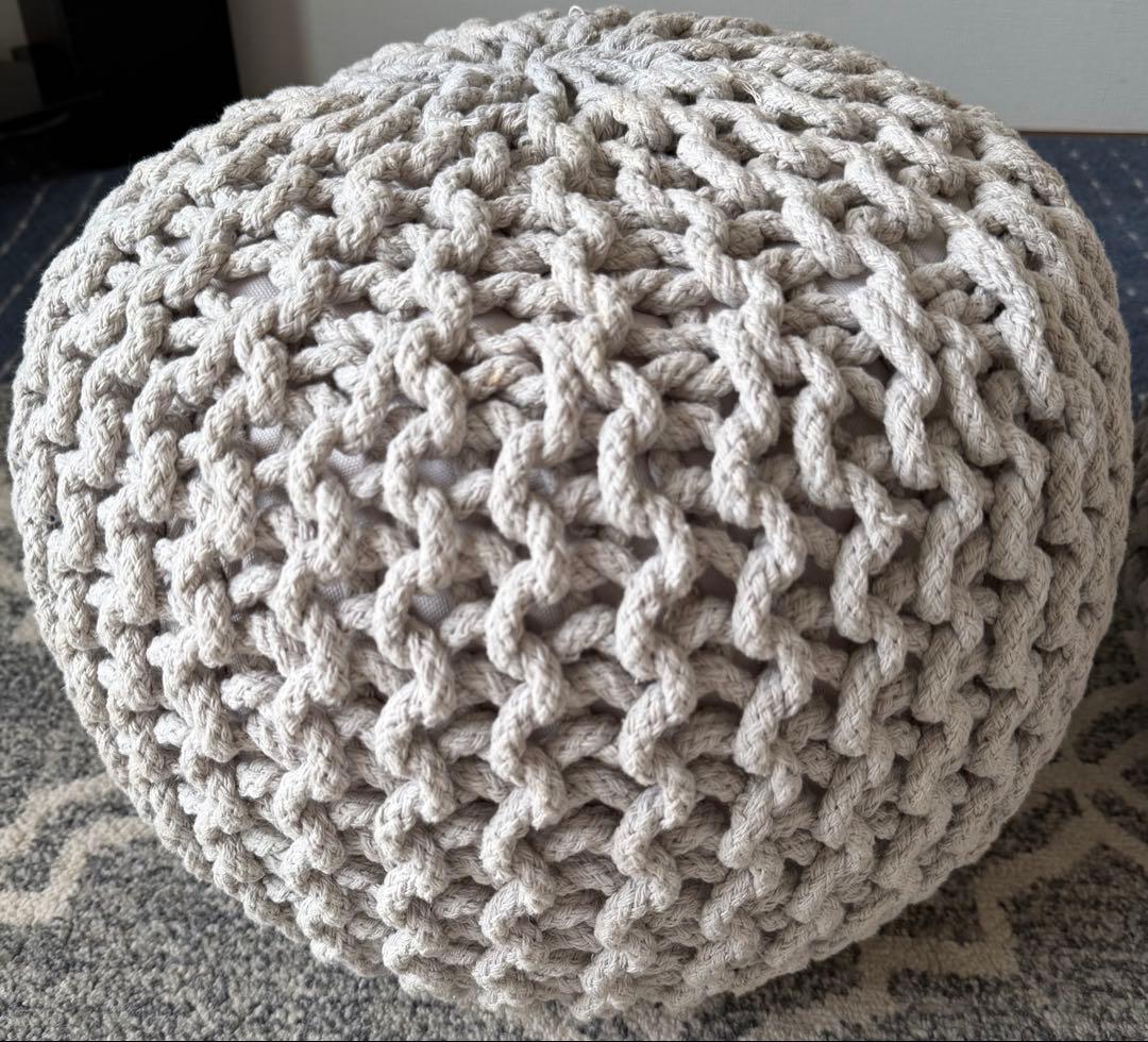 Nitoriナカミイリプーフ ロープニットS GY クッション2本