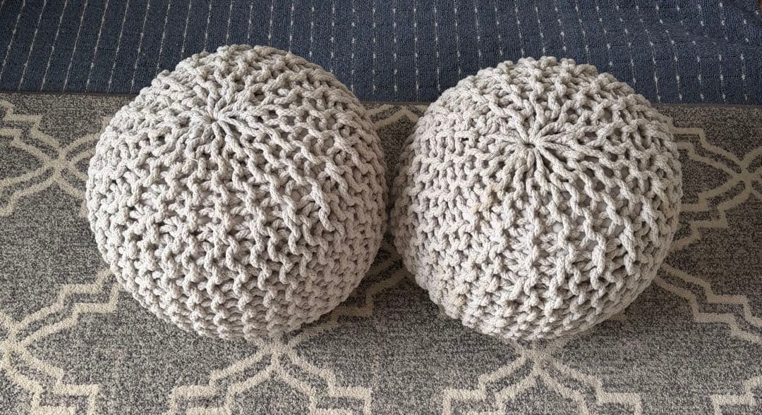 Nitoriナカミイリプーフ ロープニットS GY クッション2本