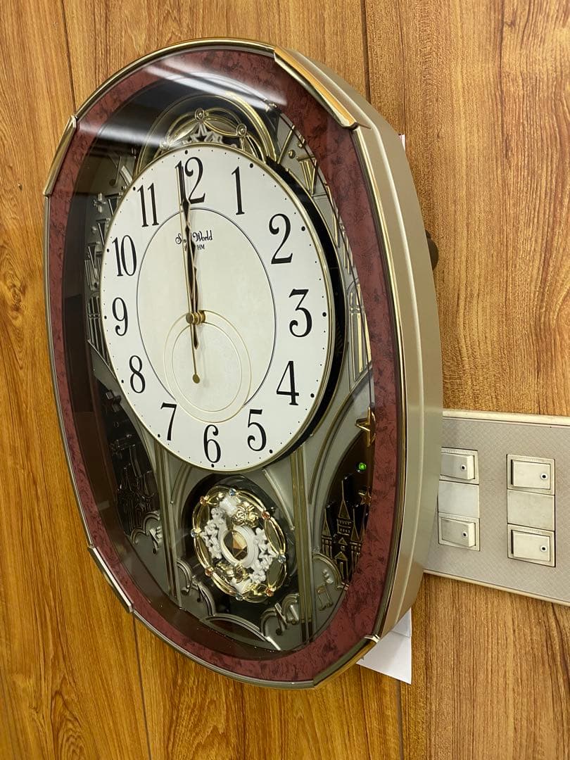 美品RHYTHM SmallWorld 4MN513RH掛け時計メロディ付き