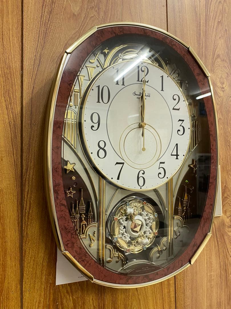 美品RHYTHM SmallWorld 4MN513RH掛け時計メロディ付き