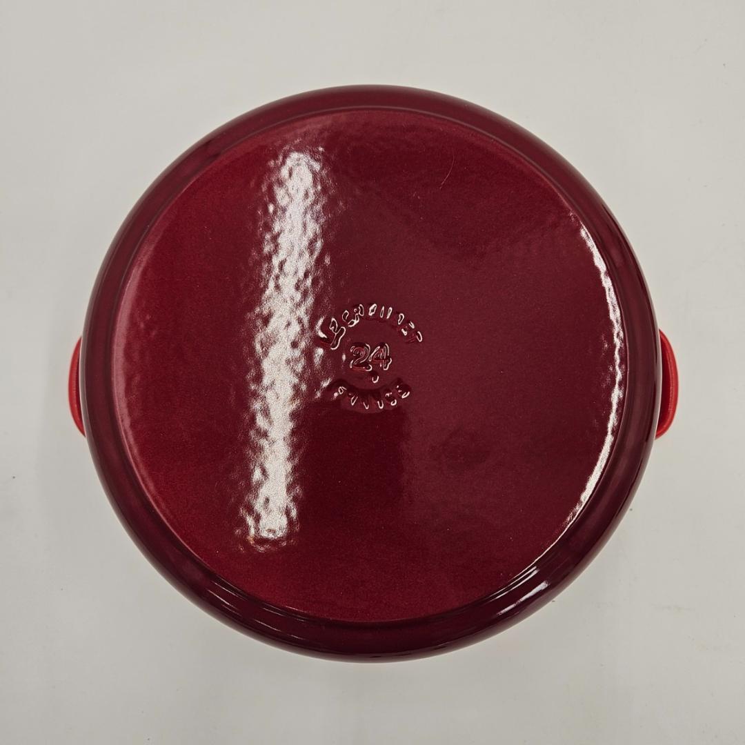 ル・クルーゼ ココット・ロンド 24cm チェリーレッド ホーロー鍋