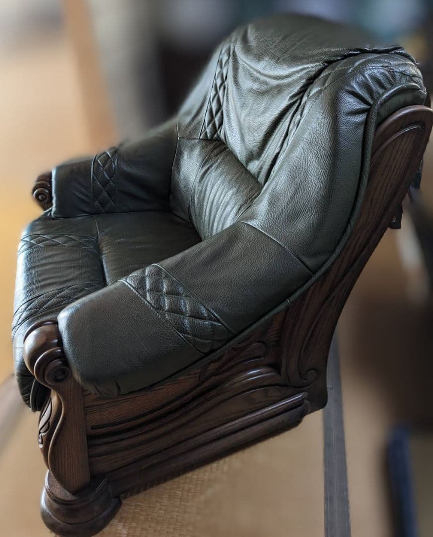 本革ソファ　レザーソファ　一人掛け　椅子　インテリア　アンティーク家具