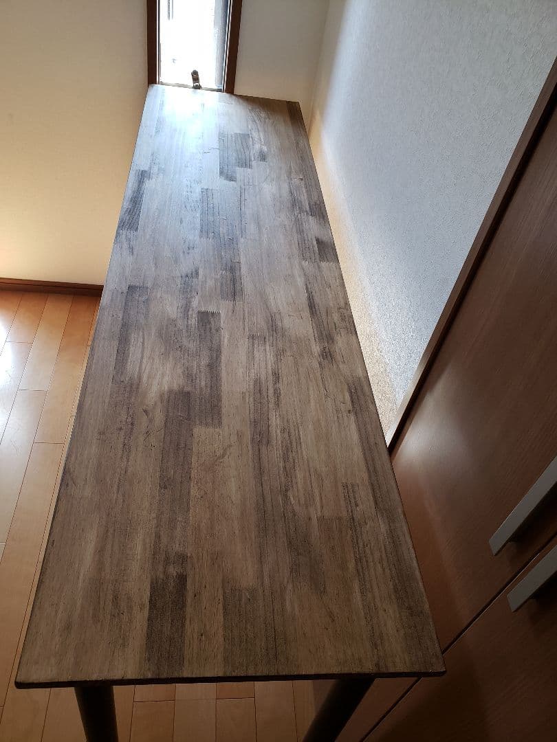 180 ロングカウンターテーブル　ワックス仕上げ　アンティーク　木目調　無垢材