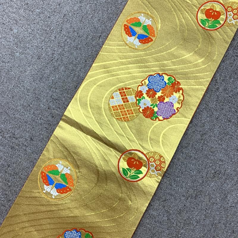 601ag31□七五三 七歳 女児 着物&袋帯 金彩 鶴 枝梅 絵札□美品