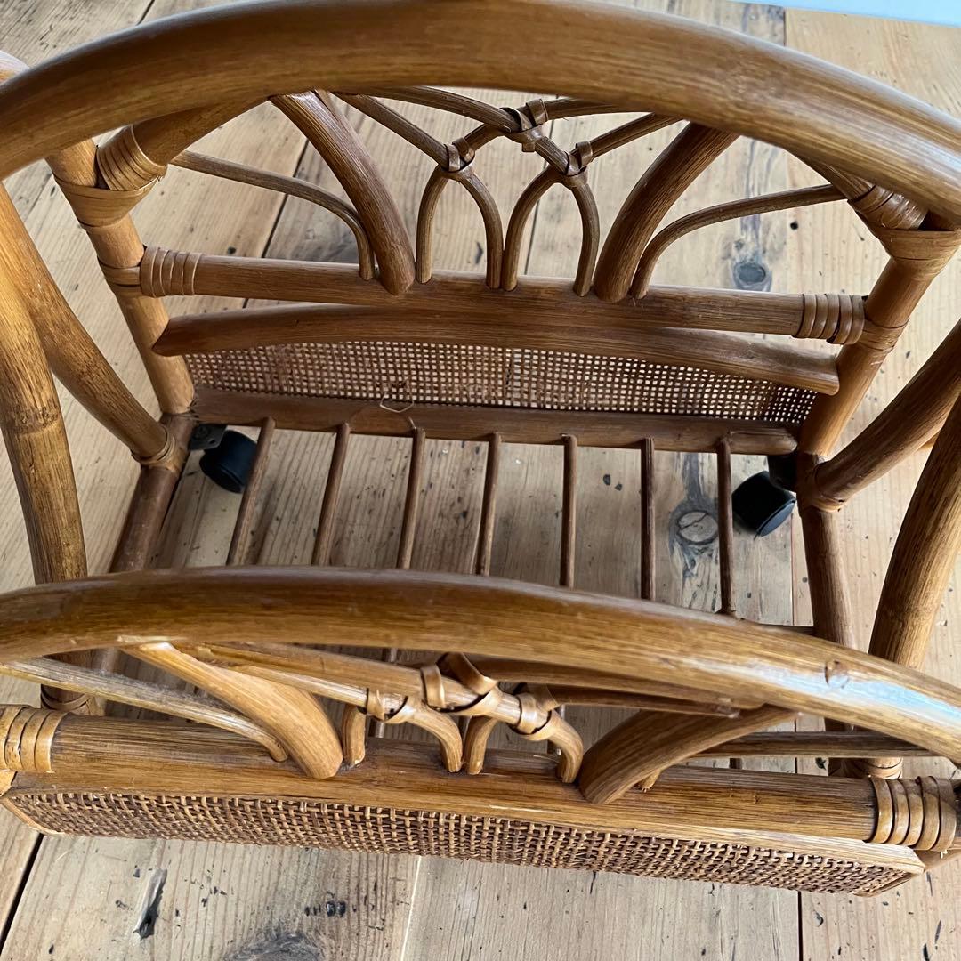 2点セット ヴィンテージ ラタン 籐 ラック 植物台 z655