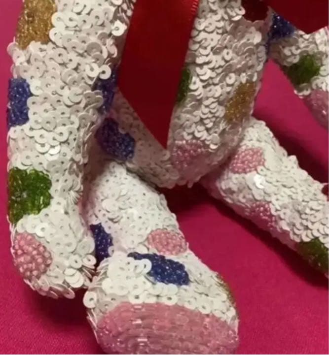 ✿(田川啓二)お花模様のビーズ刺繍ベア