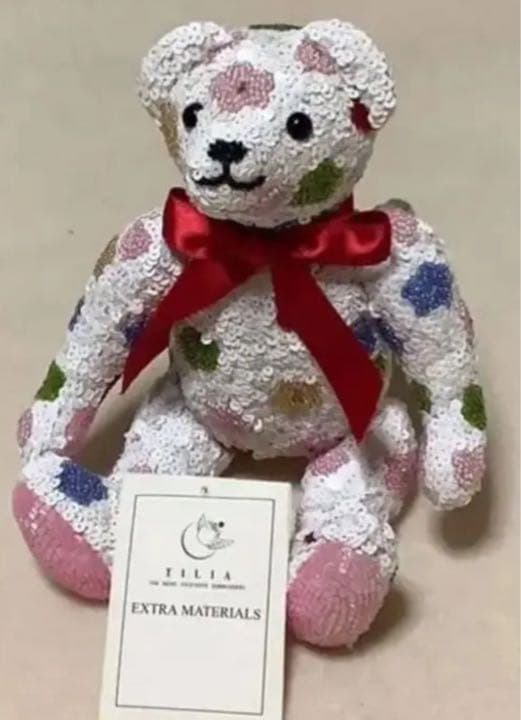 ✿(田川啓二)お花模様のビーズ刺繍ベア