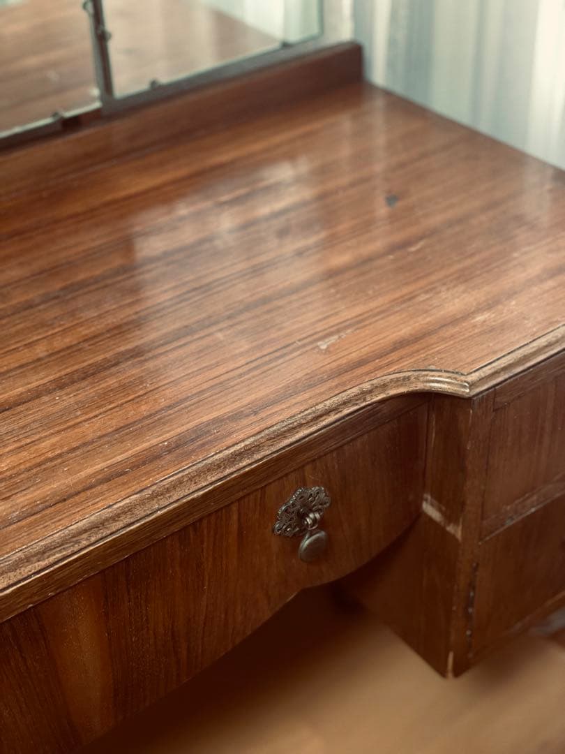 最終価格 アンティーク猫足 木製三面鏡ドレッサー／英国 ブラウン