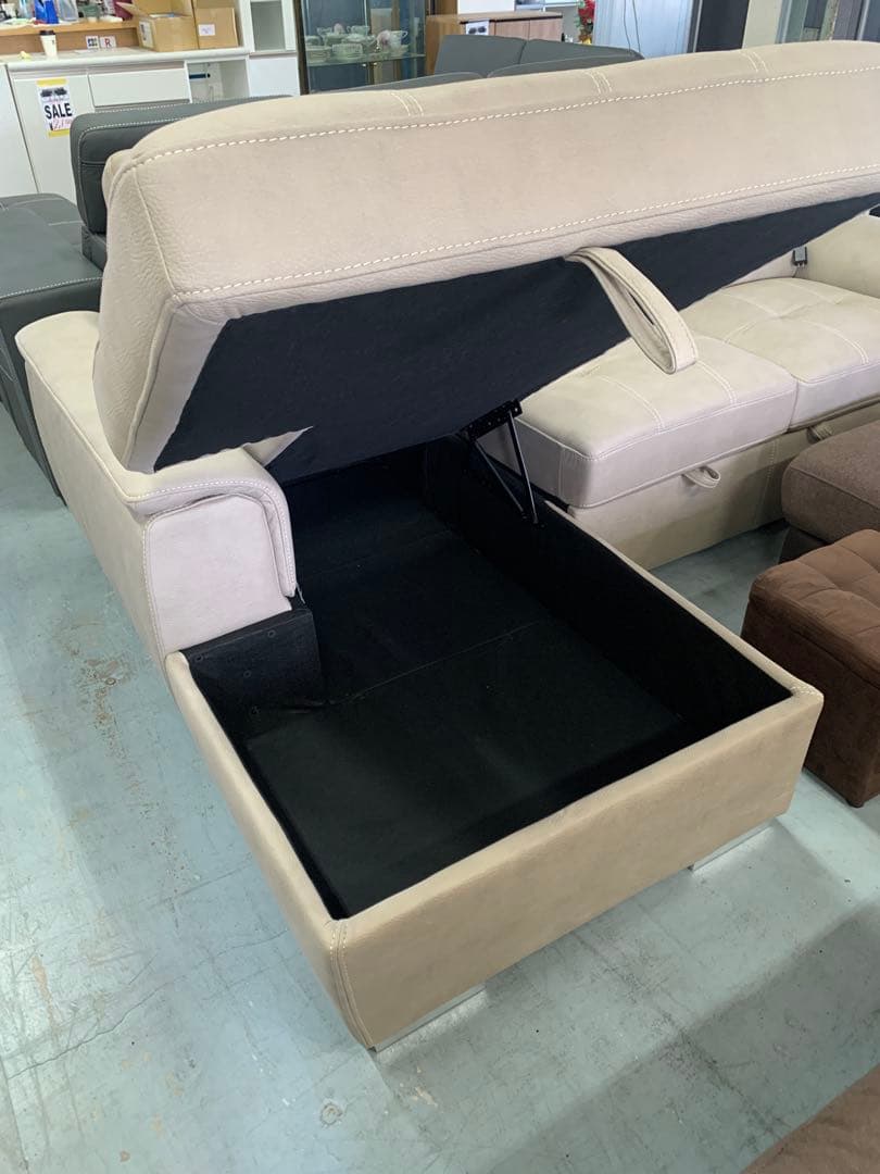 新品未使用　ソファ　ソファベッド　 収納箱　￼USBポート付き　(滋賀県内のみ)