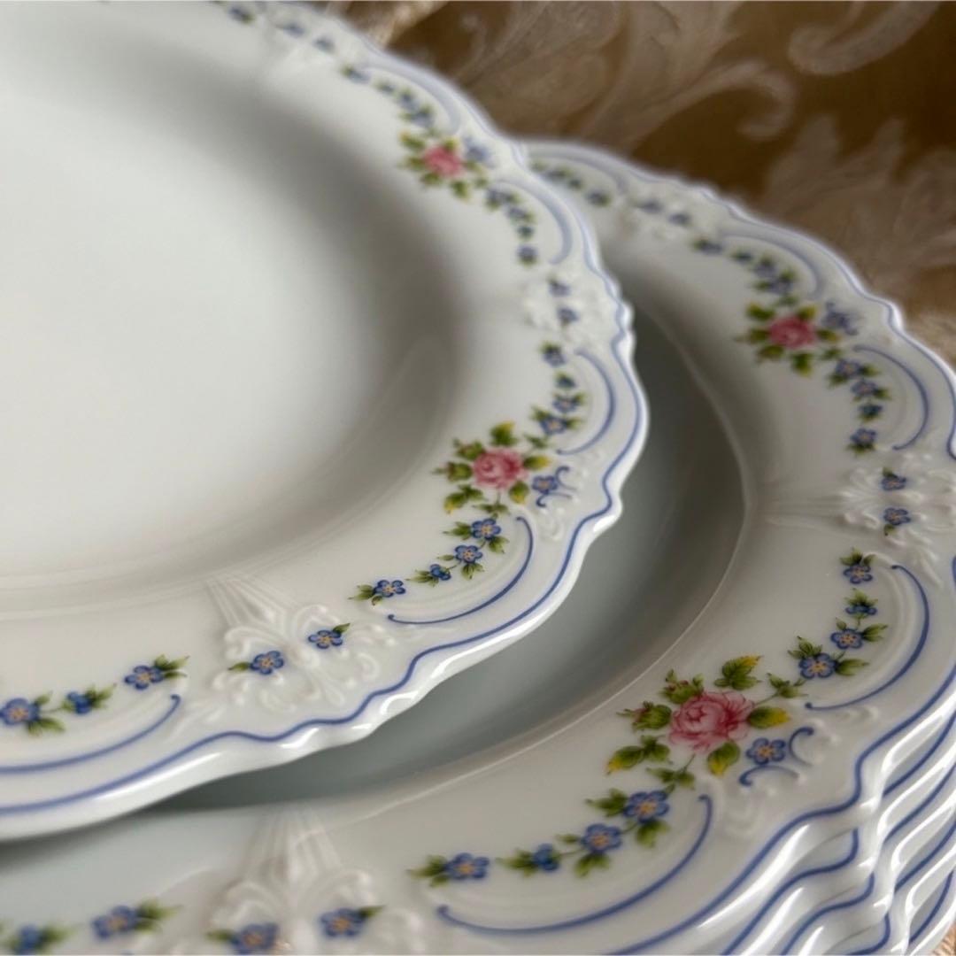 新品 ドイツ製 HUTSCHENREUTHER ローズガーランド スープ皿 6枚