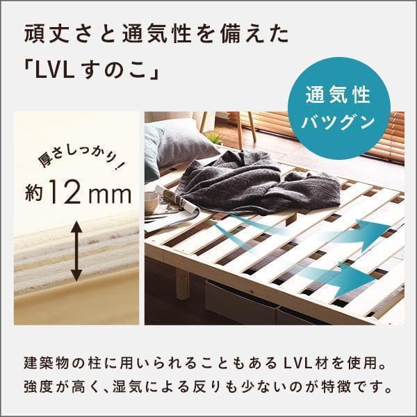 新品 送料込 北欧産パイン材 すのこベッド シングルベッド 3段階高さ調節 N