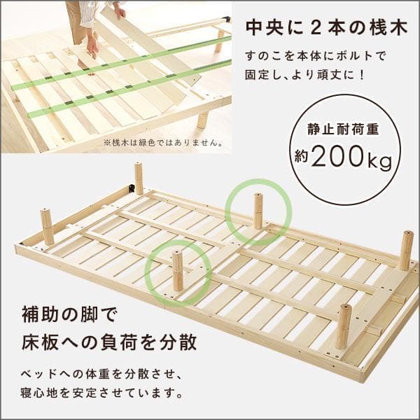 新品 送料込 北欧産パイン材 すのこベッド シングルベッド 3段階高さ調節 N