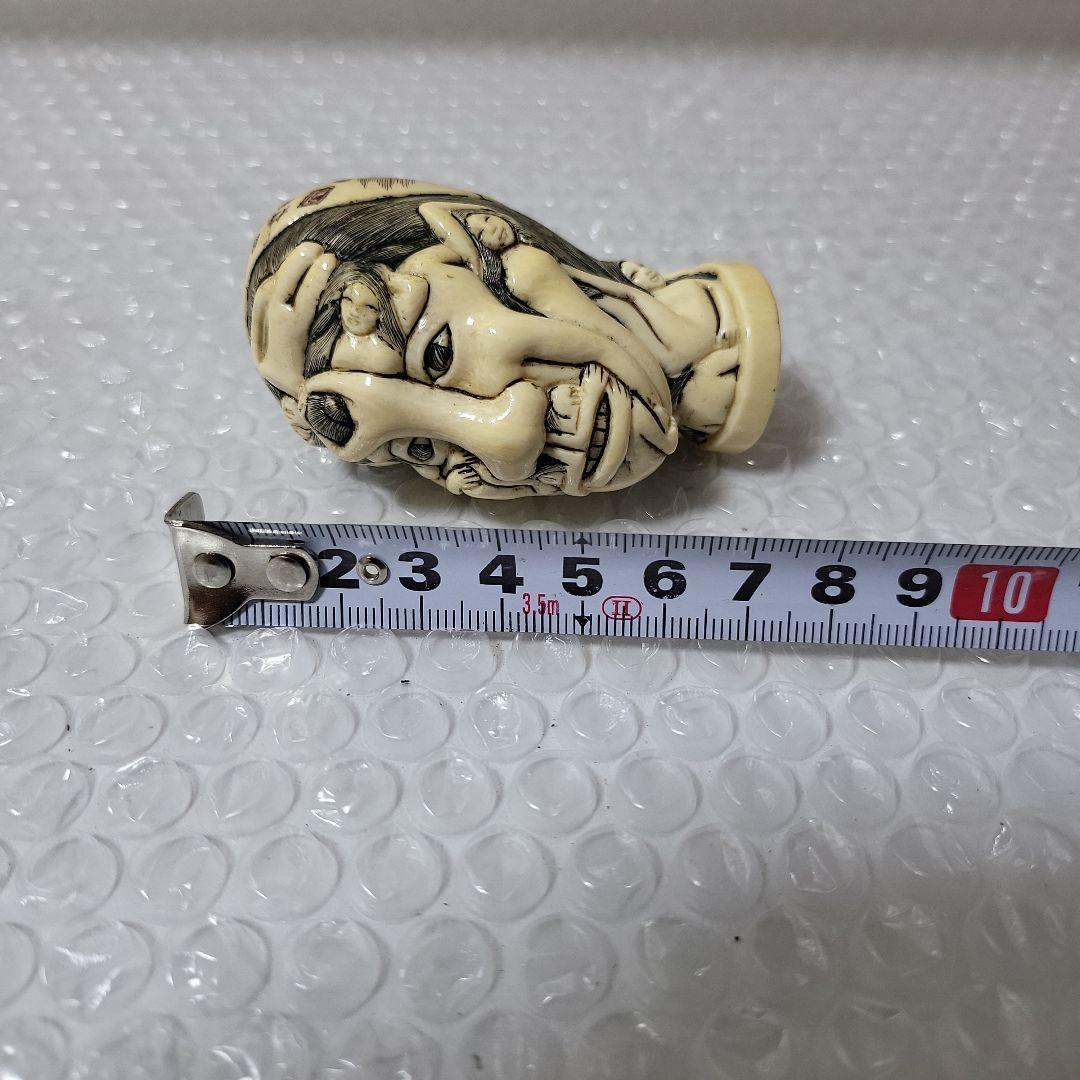 【多数の裸婦からなる擬人化された男性頭部】彫刻 骨董 工芸品 置物 刻印 レトロ