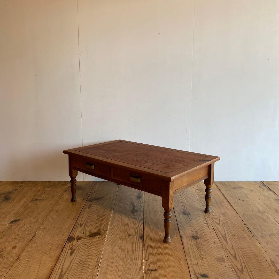 アンティーク ローテーブル ろくろ脚 文机 テレビ台 欅 無垢材 y155