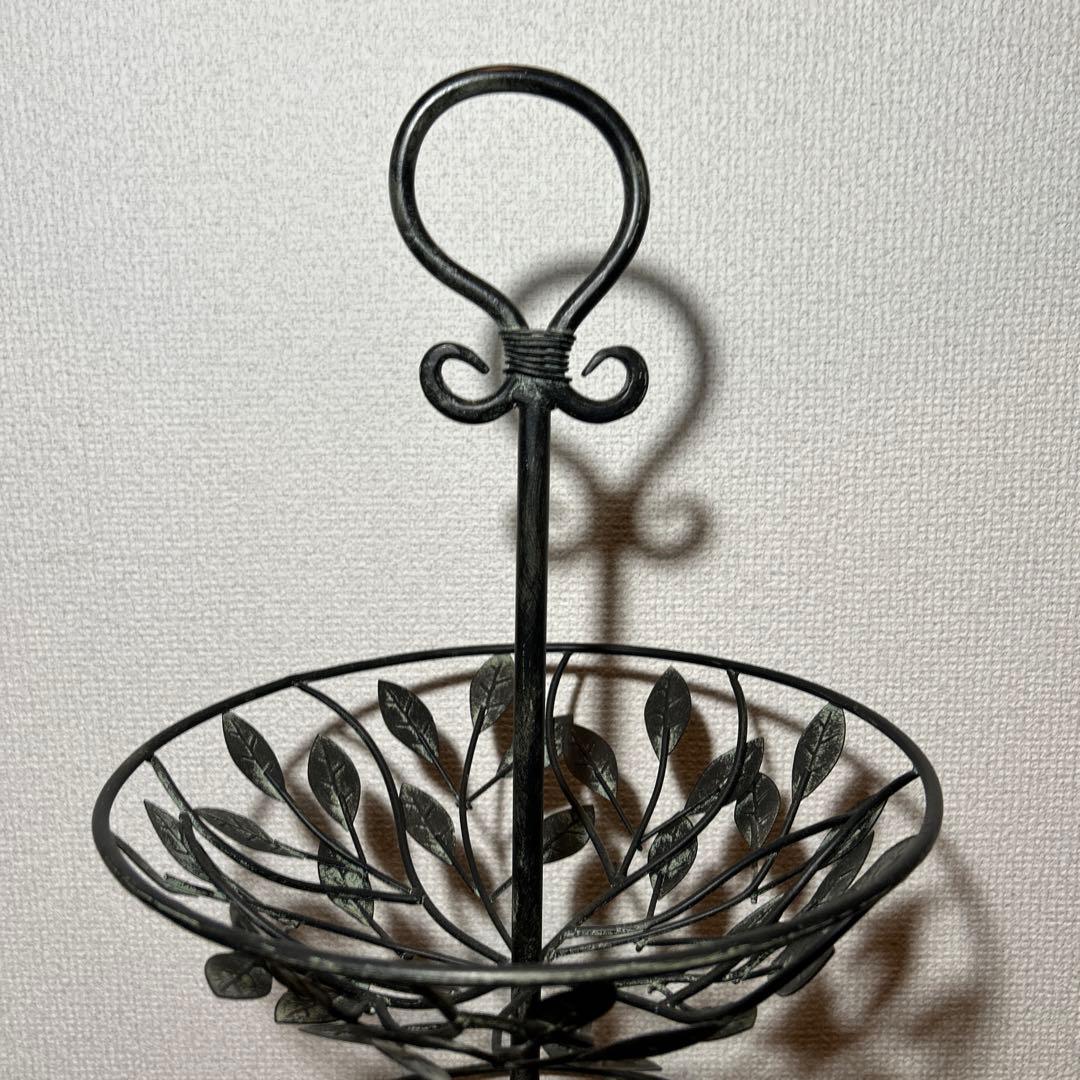 アイアン　インテリア　アンティーク2段バスケット