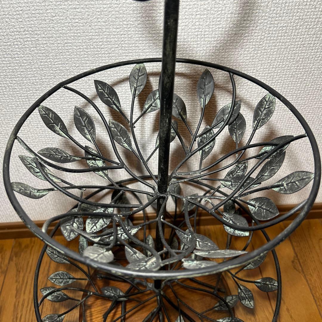 アイアン　インテリア　アンティーク2段バスケット