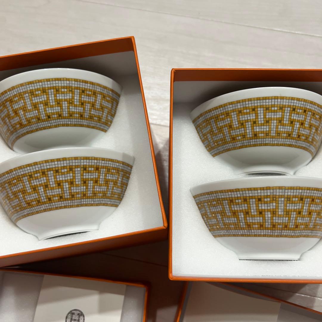 新品★エルメス モザイク24 ゴールド ライスボウル　茶碗4個（2個✖️2セット）