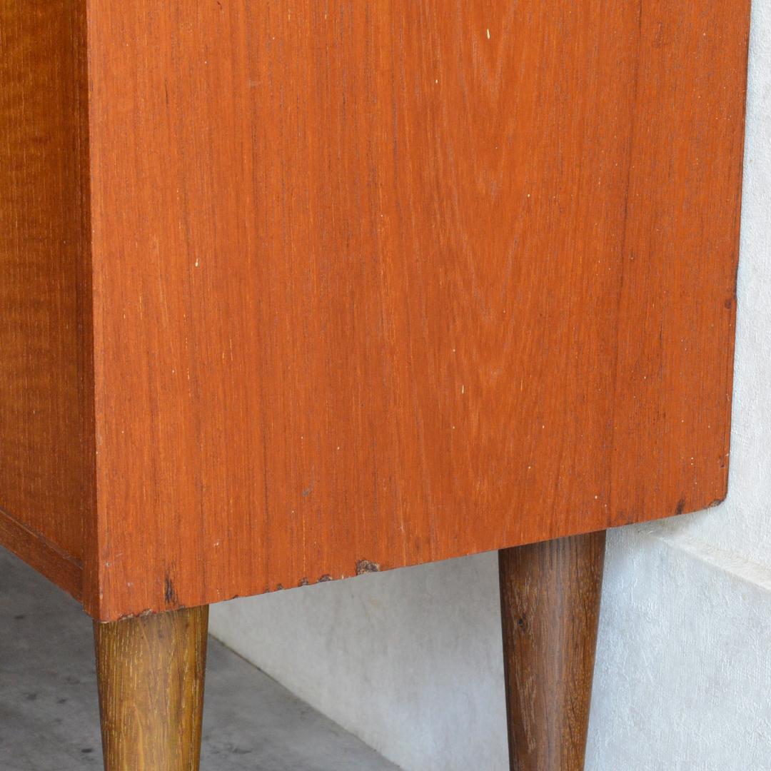 デンマーク 北欧ヴィンテージ チークシェルフ カップボード フラップ扉 北欧家具