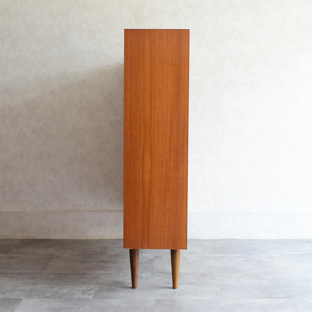 デンマーク 北欧ヴィンテージ チークシェルフ カップボード フラップ扉 北欧家具