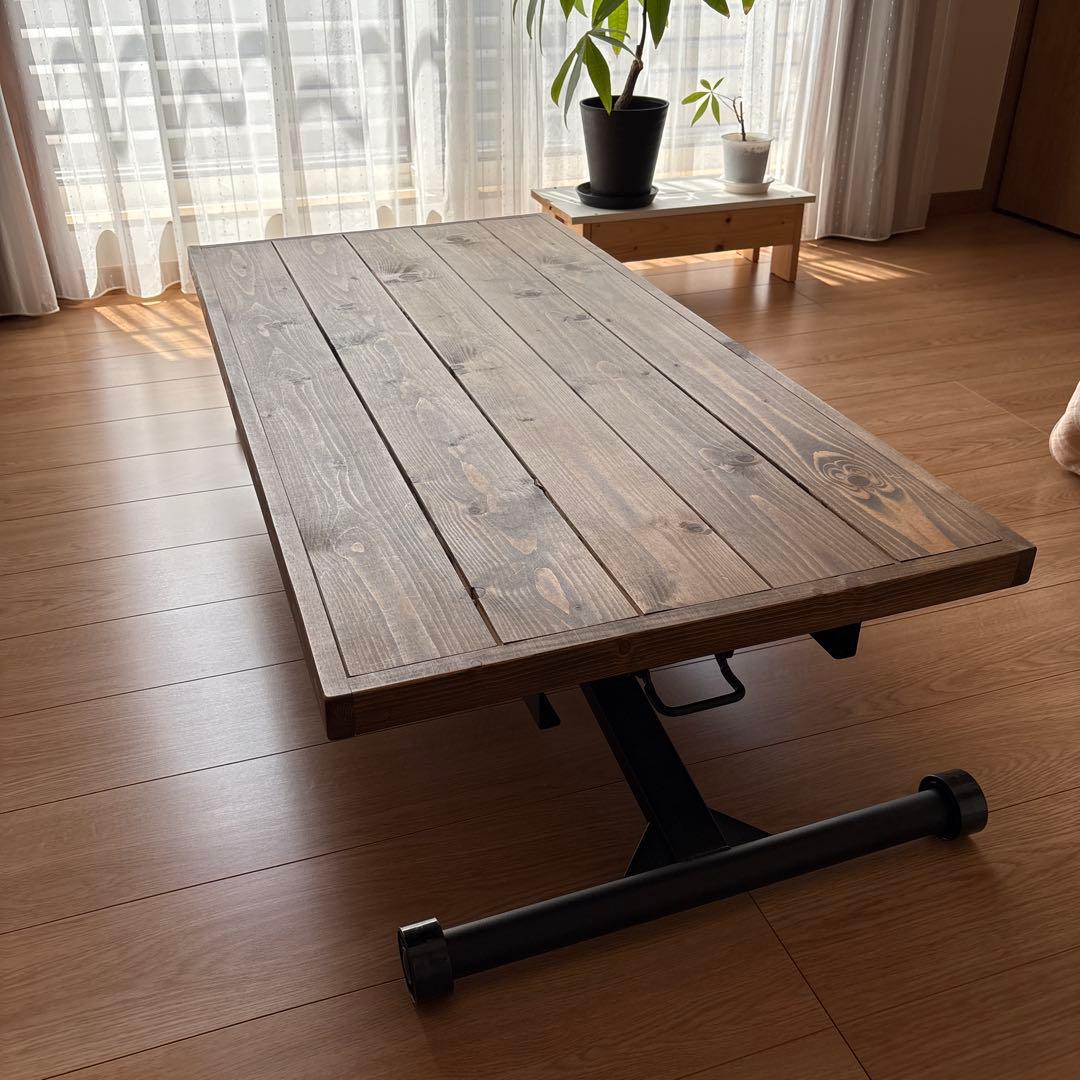 リフティングテーブル 無垢材 昇降テーブル 折りたたみ 高さ調節 机