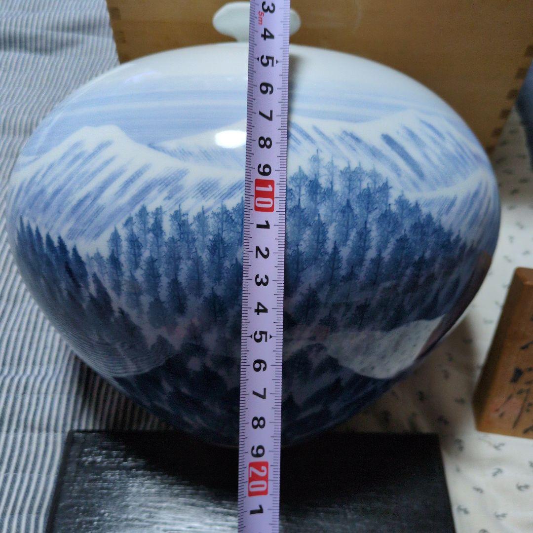 早春　壺　藤井朱明作陶芸家、陶器 青白