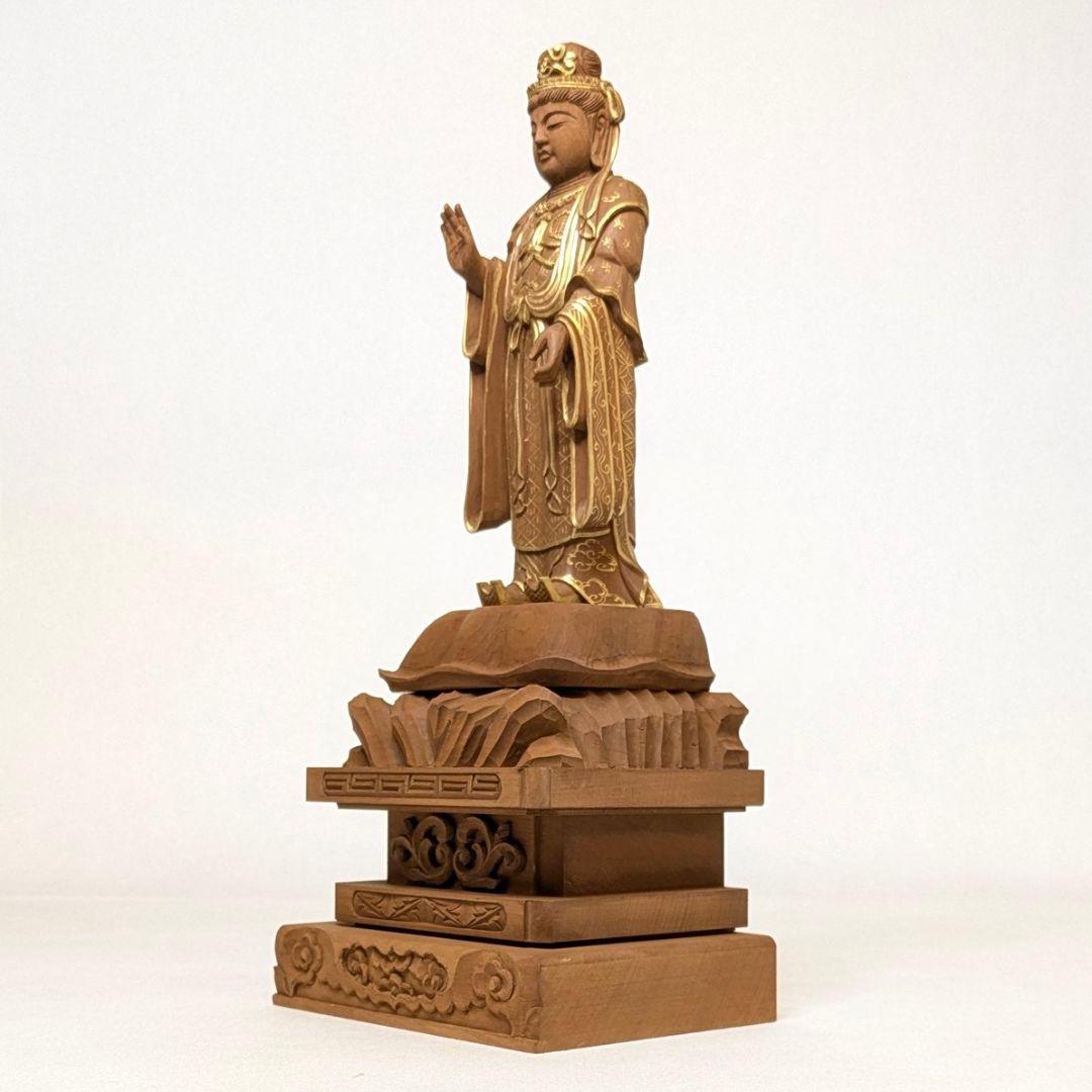 【ゲリラセール・新品】 帝釈天　金泥　紅檀　総高さ約27.5㎝　インドラ　帝釈