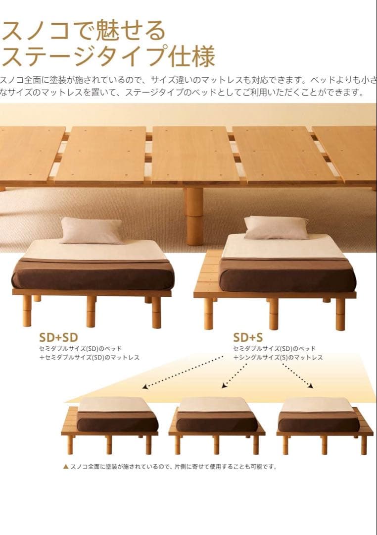 Mjuk ヘッドレスフレームセミシングル２台（バラ売り可）