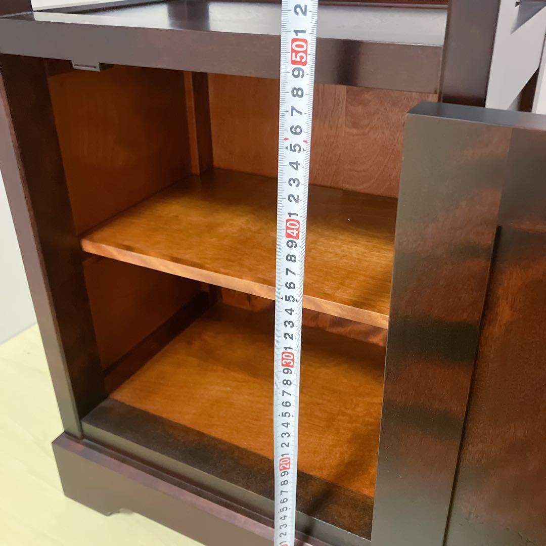 北海道民芸家具　電話台　FAX台　サイドチェスト　サイドテーブル　カバ無垢材