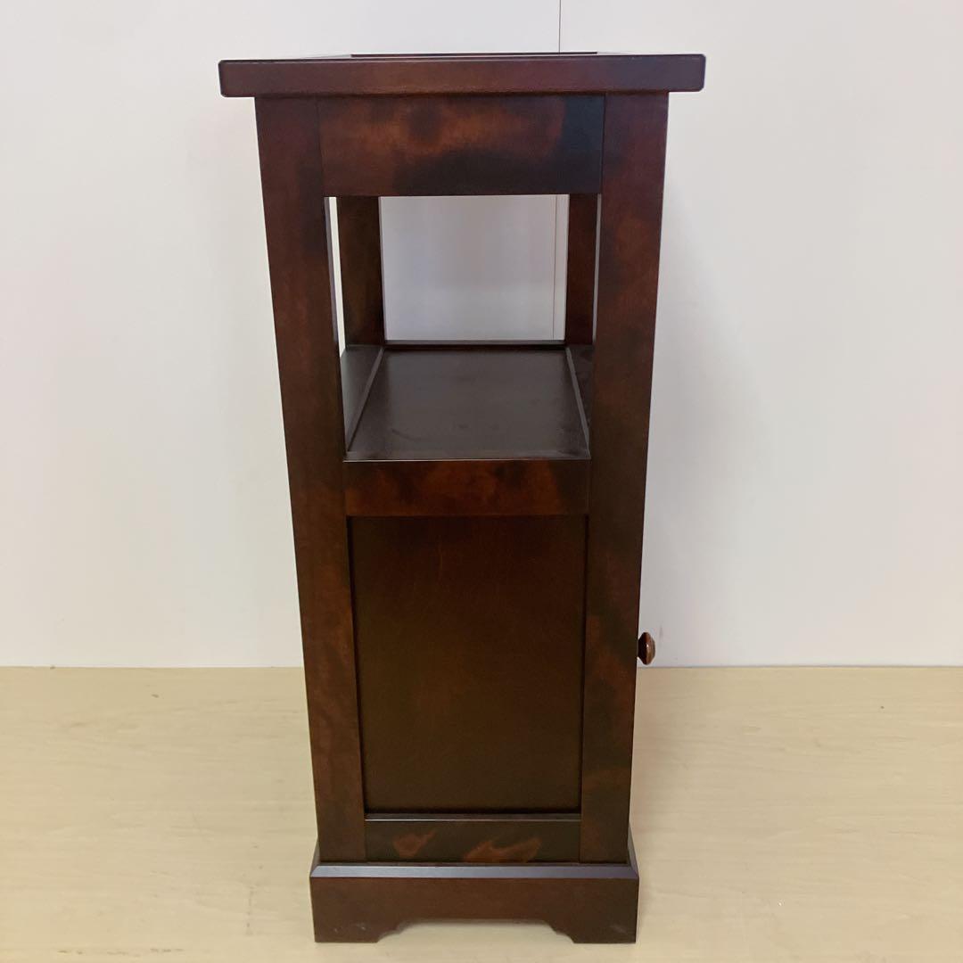 北海道民芸家具　電話台　FAX台　サイドチェスト　サイドテーブル　カバ無垢材