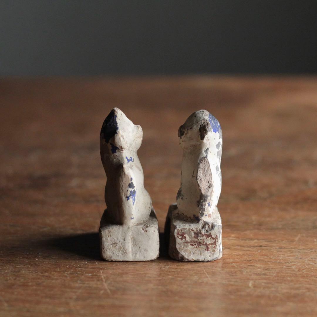 獅子 と 狛犬 土人形 郷土人形 民芸 古美術 古道具 アンティーク