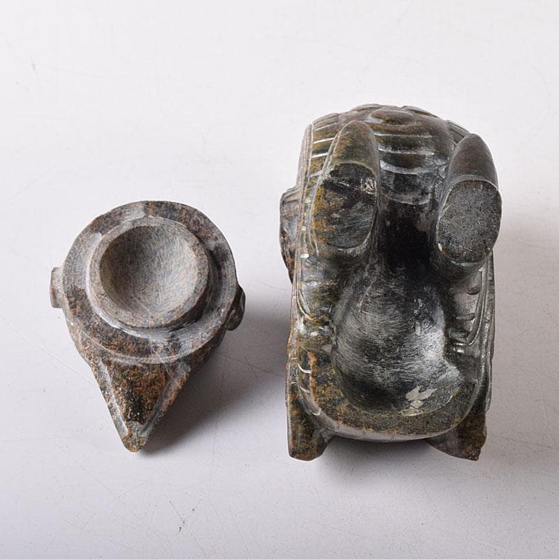 水芙蓉　中国　玉石彫刻　神獣型壷　V　R8307