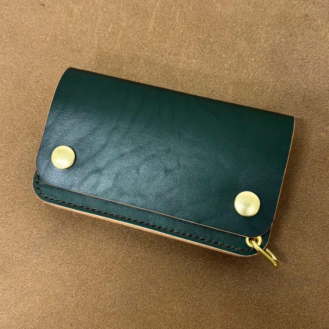 ホースハイド トラッカーウォレット ミドル 緑 3層 alps - メルカリ