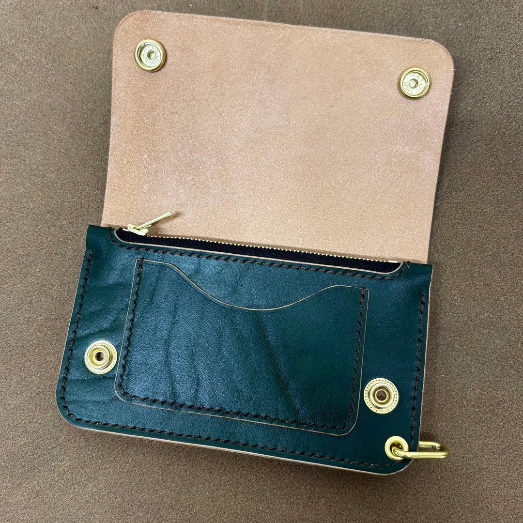 ホースハイド トラッカーウォレット ミドル 緑 3層 alps - メルカリ