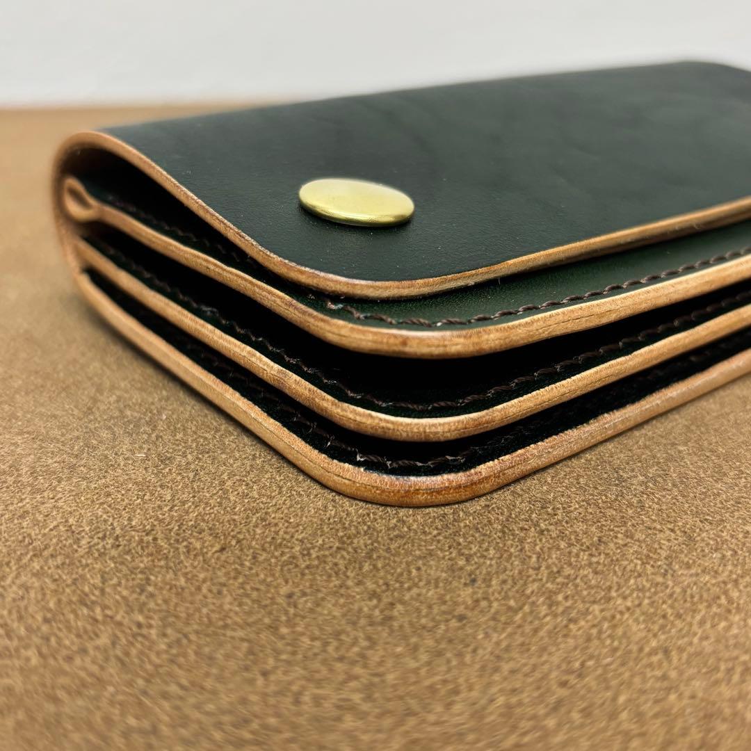 ホースハイド トラッカーウォレット ミドル 緑 3層 alps - メルカリ