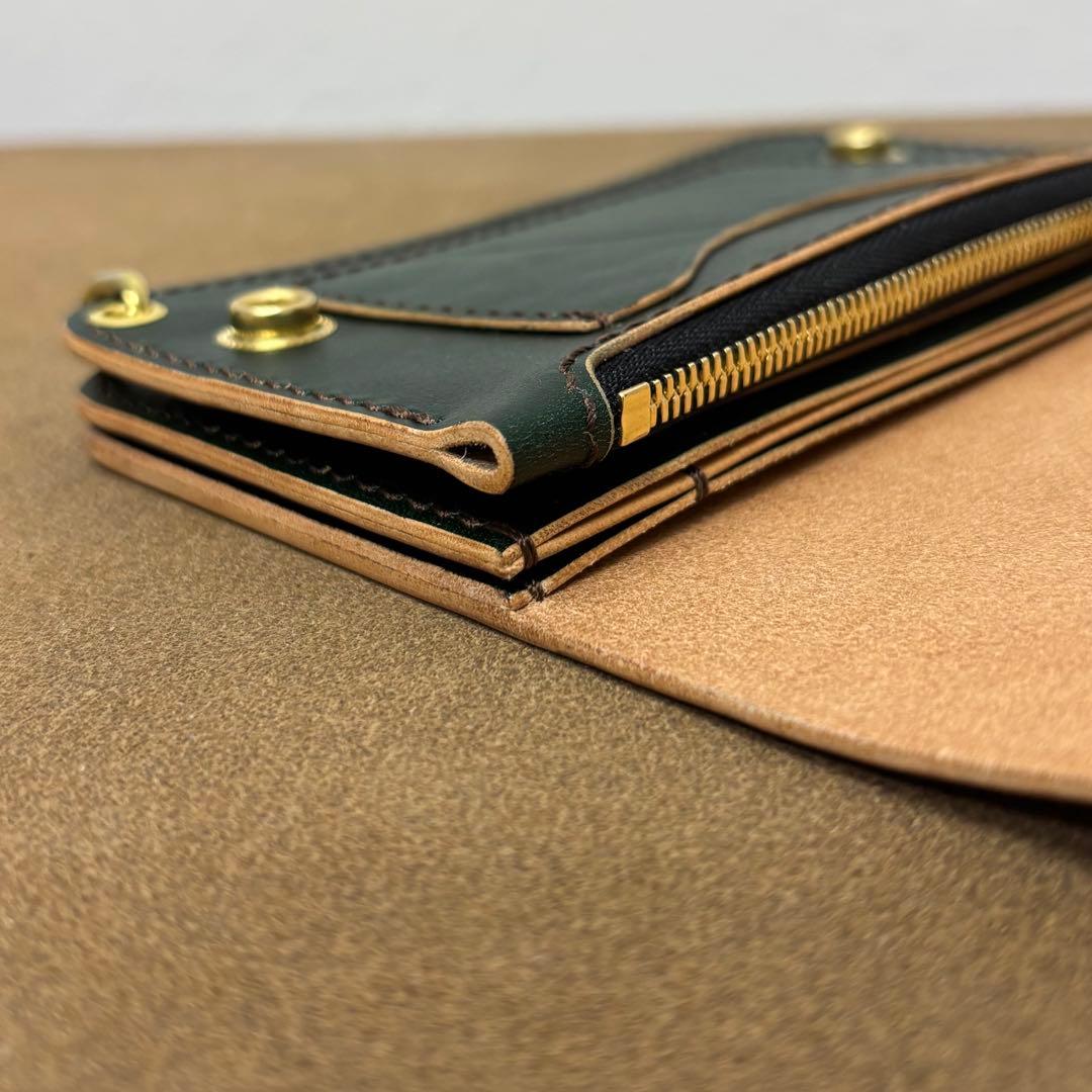 ホースハイド トラッカーウォレット ミドル 緑 3層 alps - メルカリ