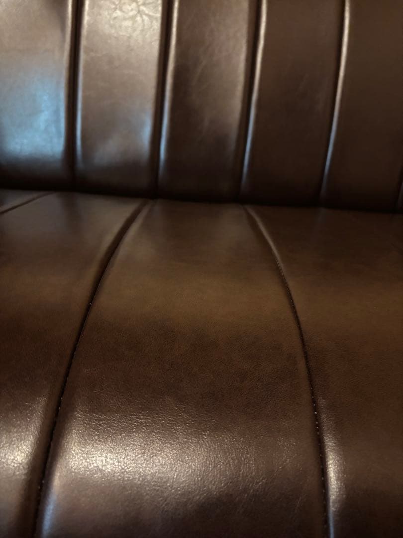 【引取り割引有り】ブラウン 合成皮革 2人掛けソファ
